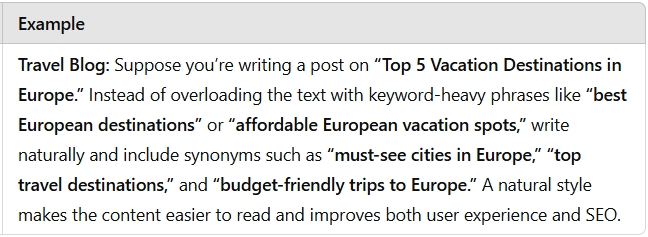 Write Naturally, Avoid Keyword Stuffing